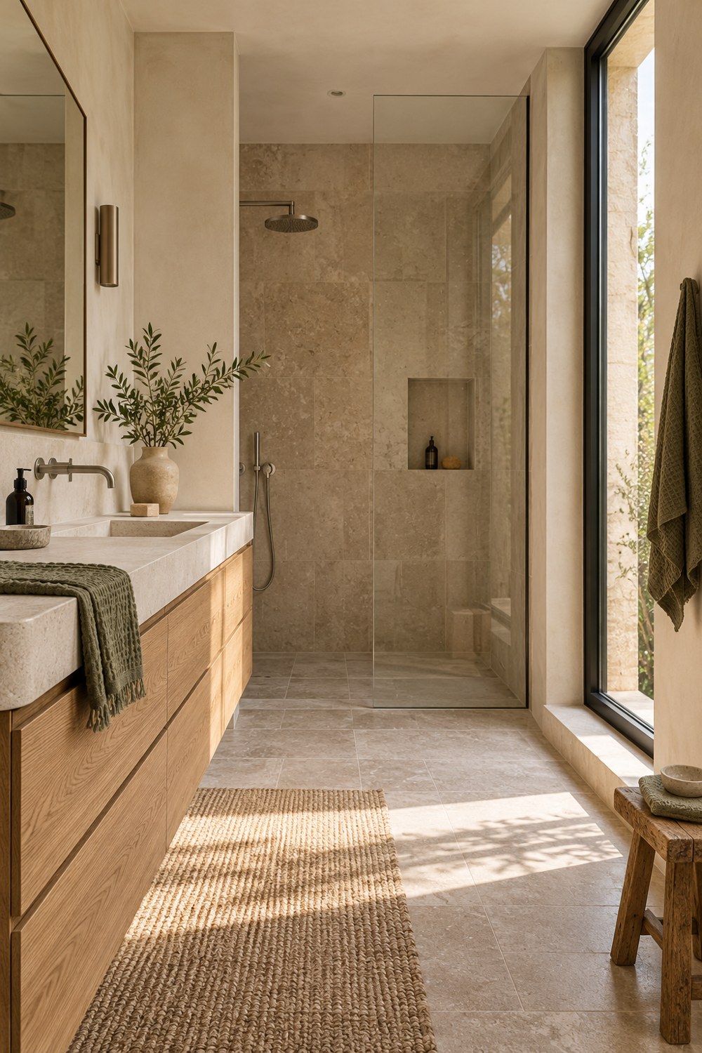 Inspiratie voor een lichte badkamer met natuurlijke materialen